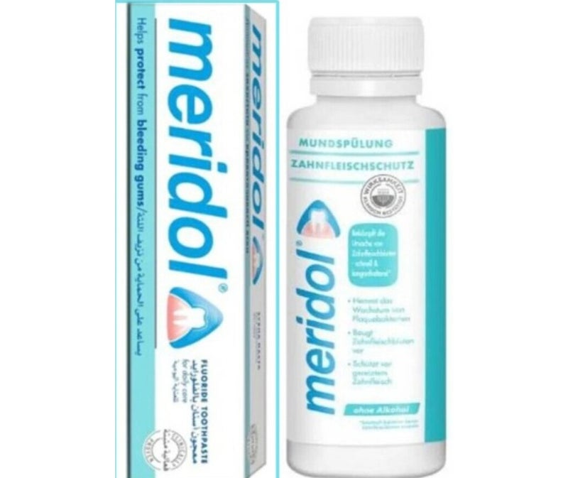 meridol Oral Care Set: Fluoride Toothpaste (75g) + Gum Protection Mouthwash (100ml)