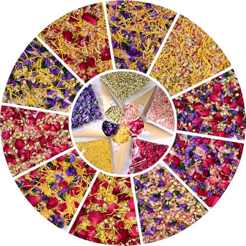 Koceko 40 Cups 93oz Real Biodegradable Flower Petal Wedding Confetti 5 QT 5 Kinds Colorful Mixed Petal Confetti with Dried Rose Petal Jasmine Buds DIY Wedding Decor for Flower Girl Bridal - Image 1