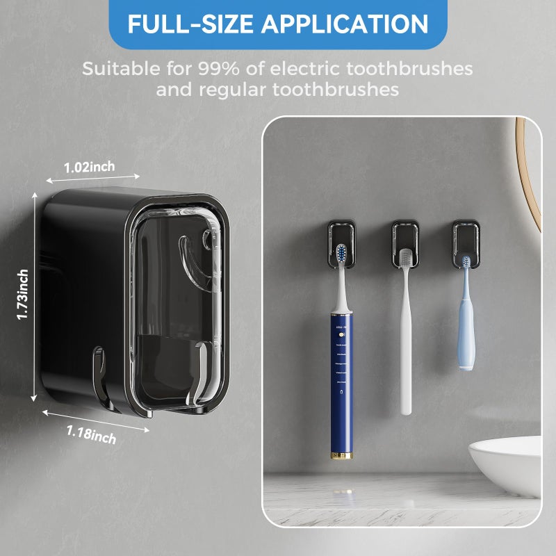 VNYIFAN Toothbrush Holders for Bathrooms, 2PCS Innovation Single Slot Toothbrush Holder Wall Mounted with Cover for Shower, Single Toothbrush Dispenser Storage Organizer for Family & Travel - Image 5