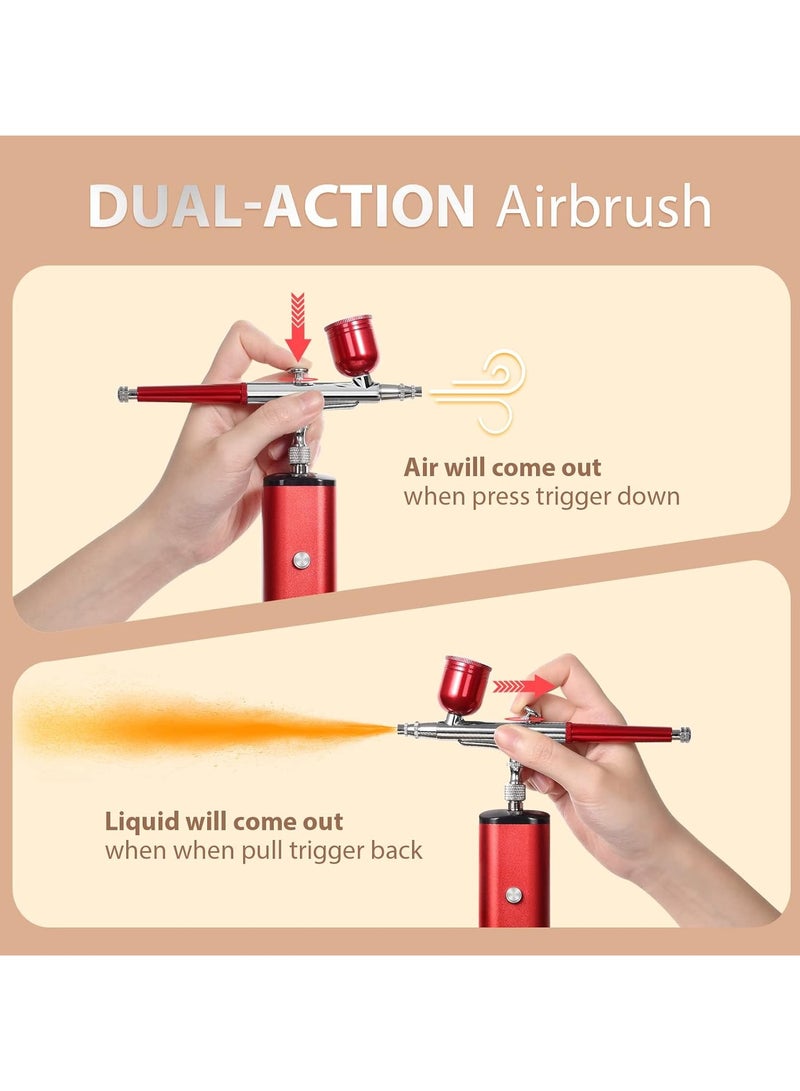 Ru syanl Airbrush Kit with Compressor 32PSI Handheld Mini Air Brush Gun Set, Portable High Pressure Air Brushes for Painting, Nail Art, Mode, Makeup, Cake, Barber - Image 4