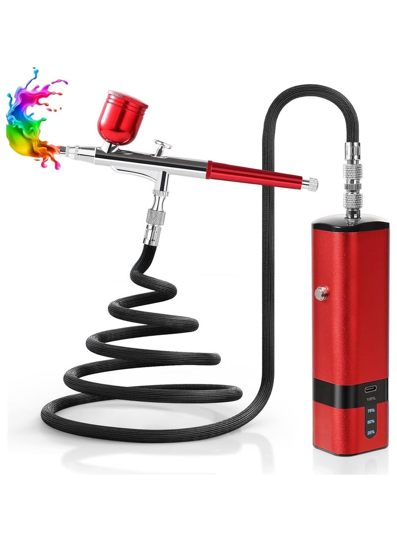 Ru syanl Airbrush Kit with Compressor 32PSI Handheld Mini Air Brush Gun Set, Portable High Pressure Air Brushes for Painting, Nail Art, Mode, Makeup, Cake, Barber - Image 1