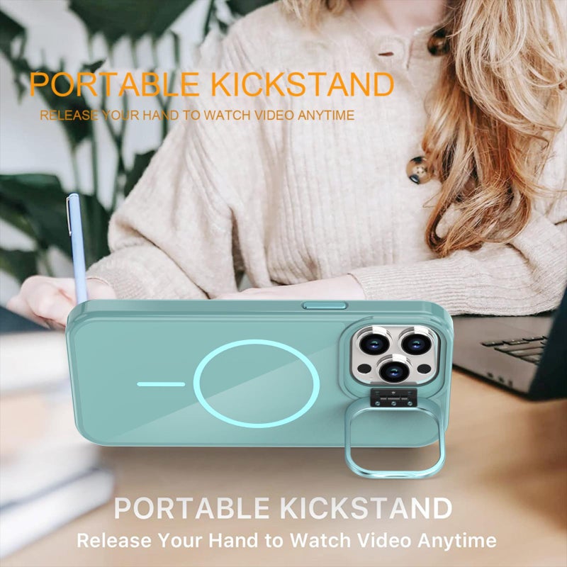 erorex For iPhone 13 Pro Max Bright Color Imitation Camera Bracket Magsafe Phone Case(Summit Stone) - Image 5