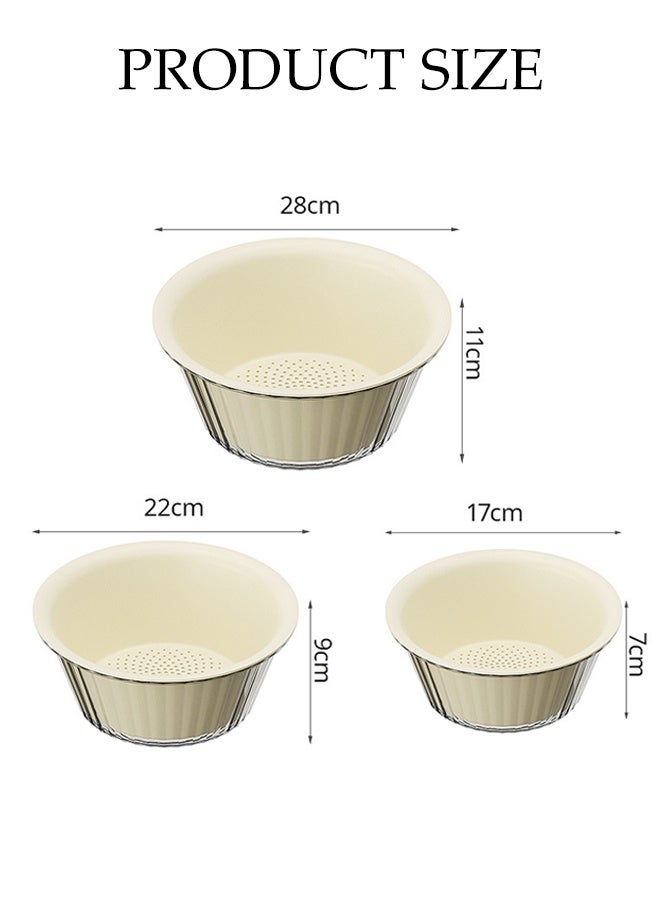 DUNISO 2 In 1 Multifunctional Drain Basket Set Double Layered Drainage Basket Funnel Strainer Household Kitchen Strainer Bowl Plastic Washing Vegetables Basket with Handle for Fruit Washing, Vegetable Draining and Food Storage - Image 4