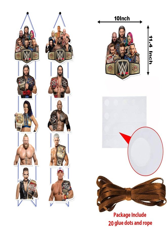 PINUO Wrestling Party Decorations - 10Pcs Wrestling Theme Hanging Banner Porch Sign Set, Wall Decorations for Indoor and Outdoor, Wrestling Birthday Supplies for Boys and Sports Fans - Image 3