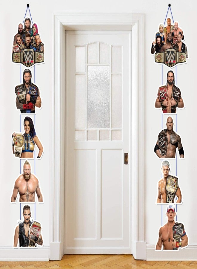 PINUO Wrestling Party Decorations - 10Pcs Wrestling Theme Hanging Banner Porch Sign Set, Wall Decorations for Indoor and Outdoor, Wrestling Birthday Supplies for Boys and Sports Fans - Image 1
