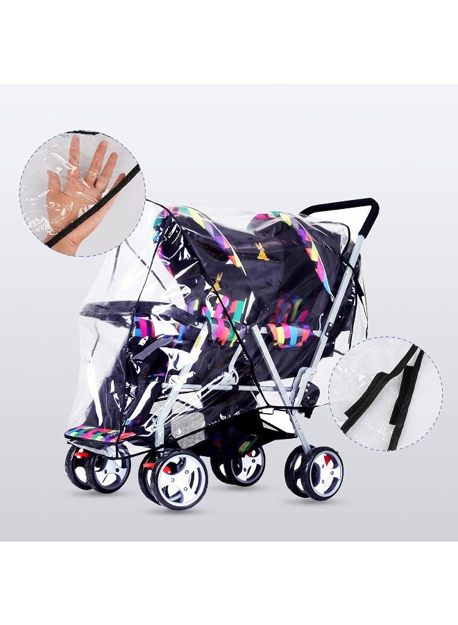 ITODA Twins Baby Pushchair Rain Cover Universal Sit Tandem Stroller Waterproof Rainy Weather Guard - Image 4