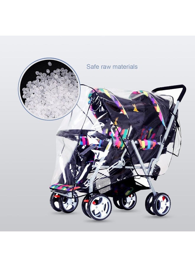 ITODA Twins Baby Pushchair Rain Cover Universal Sit Tandem Stroller Waterproof Rainy Weather Guard - Image 3