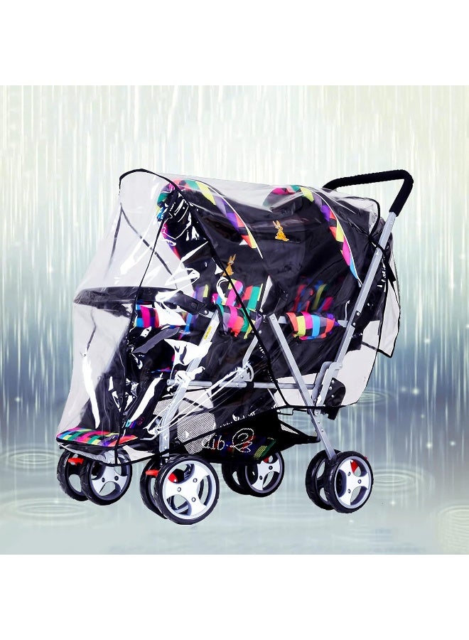ITODA Twins Baby Pushchair Rain Cover Universal Sit Tandem Stroller Waterproof Rainy Weather Guard - Image 5