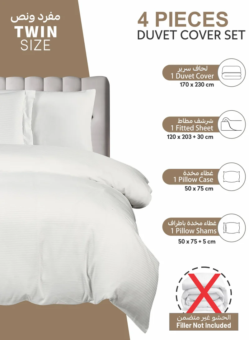 Donetella Striped Duvet Cover Set Single Size 170x230 cm - 4-Pcs Bed Set, Microfiber Fabric - 1 Duvet Cover, 1 Fitted Sheet, 1 Pillow Sham, 1 Pillowcase (Filler Not Included)