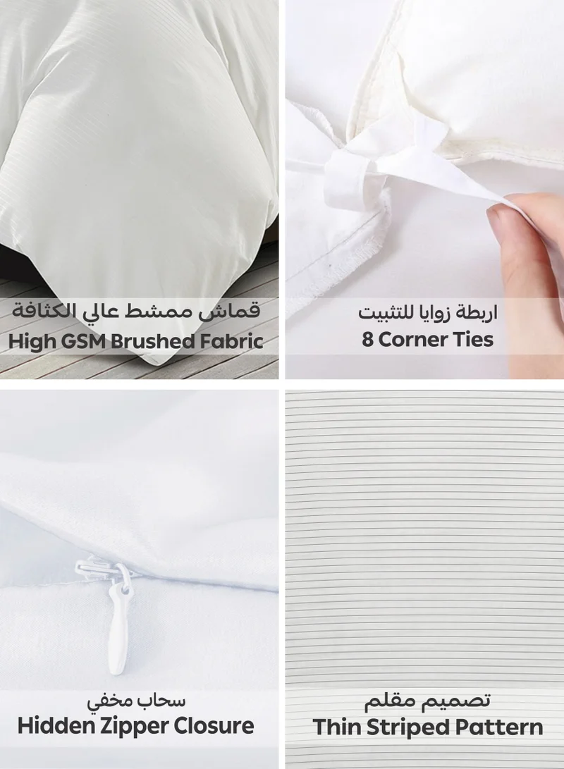 Donetella Striped Duvet Cover Set Single Size 170x230 cm - 4-Pcs Bed Set, Microfiber Fabric - 1 Duvet Cover, 1 Fitted Sheet, 1 Pillow Sham, 1 Pillowcase (Filler Not Included)