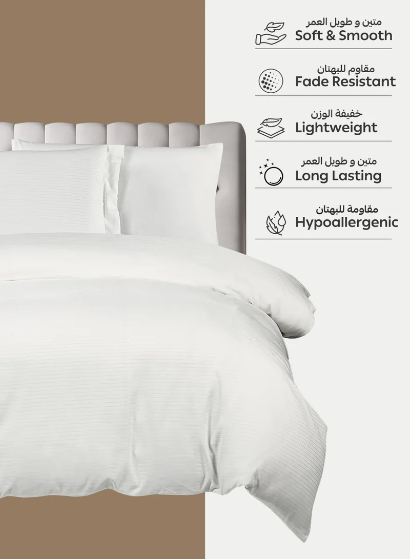 Donetella Striped Duvet Cover Set Single Size 170x230 cm - 4-Pcs Bed Set, Microfiber Fabric - 1 Duvet Cover, 1 Fitted Sheet, 1 Pillow Sham, 1 Pillowcase (Filler Not Included)