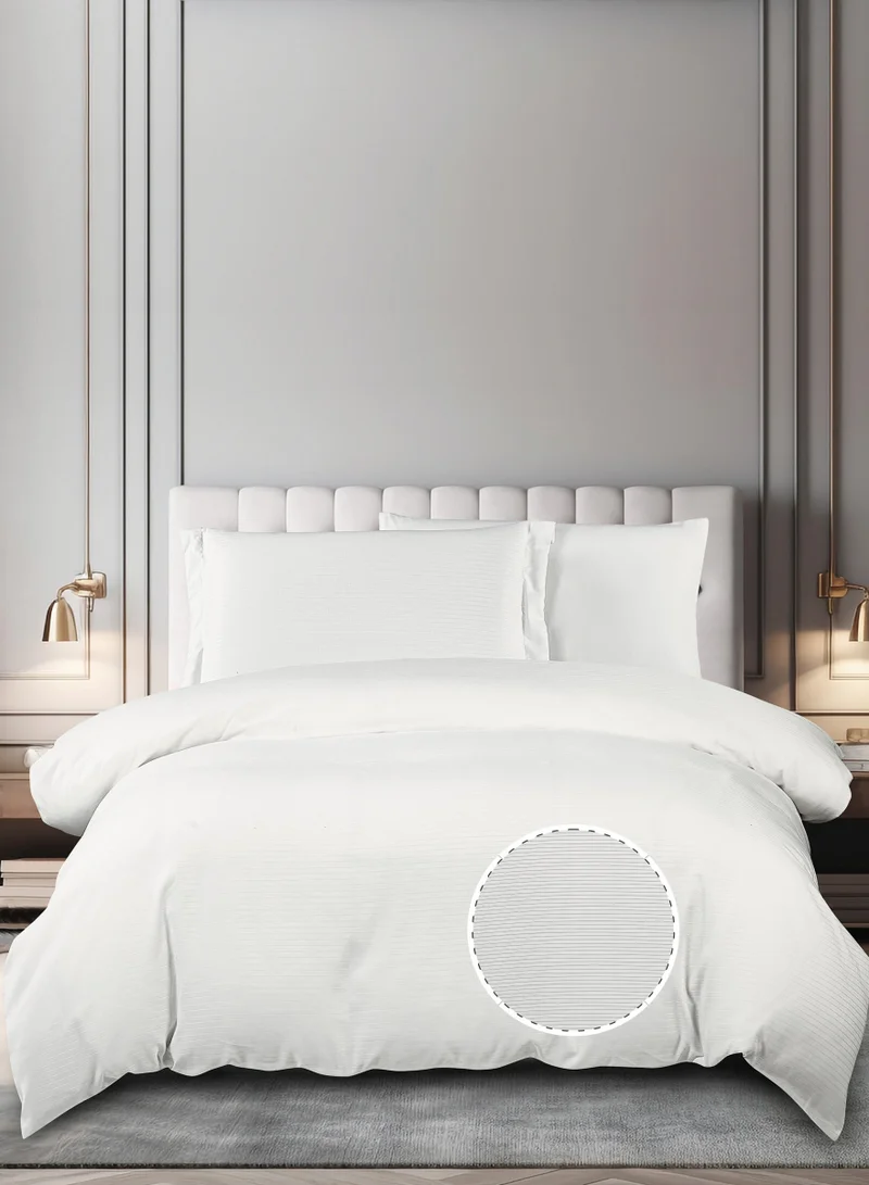 Donetella Striped Duvet Cover Set Single Size 170x230 cm - 4-Pcs Bed Set, Microfiber Fabric - 1 Duvet Cover, 1 Fitted Sheet, 1 Pillow Sham, 1 Pillowcase (Filler Not Included)