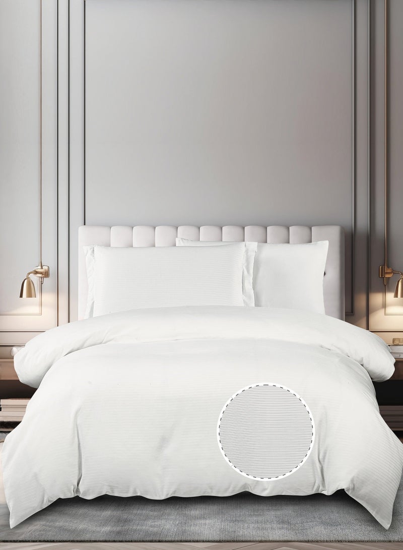Doona Striped Duvet Cover Set Twin Size Fits 120 x 203 cm - 4-Pcs Bed Set, Microfiber Fabric - 1 Duvet Cover, 1 Fitted Sheet, 1 Pillow Sham, 1 Pillowcase (Filler Not Included) - Image 1