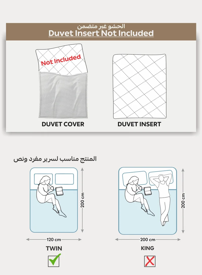 Donetella Striped Duvet Cover Set Twin Size Fits 120 x 200 cm - 4-Pcs Bed Set, Microfiber Fabric - 1 Duvet Cover, 1 Fitted Sheet, 1 Pillow Sham, 1 Pillowcase (Filler Not Included)