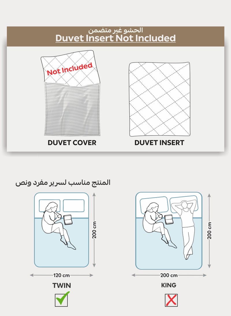 Doona Striped Duvet Cover Set Twin Size Fits 120 x 203 cm - 4-Pcs Bed Set, Microfiber Fabric - 1 Duvet Cover, 1 Fitted Sheet, 1 Pillow Sham, 1 Pillowcase (Filler Not Included) - Image 2