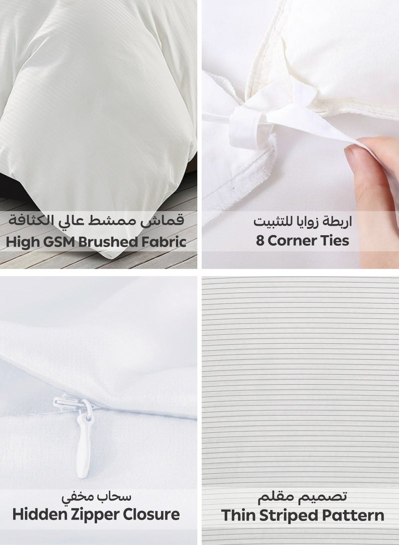 Doona Striped Duvet Cover Set Twin Size Fits 120 x 203 cm - 4-Pcs Bed Set, Microfiber Fabric - 1 Duvet Cover, 1 Fitted Sheet, 1 Pillow Sham, 1 Pillowcase (Filler Not Included) - Image 4