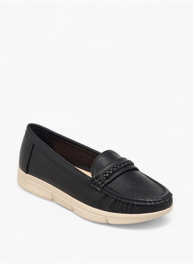 فلورا بيلا من شو إكسبرس Women's Textured Slip-On Loafers with Braid Detail