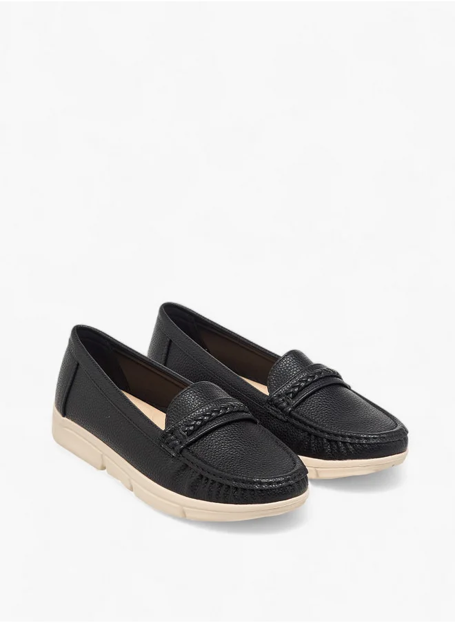 فلورا بيلا من شو إكسبرس Women's Textured Slip-On Loafers with Braid Detail