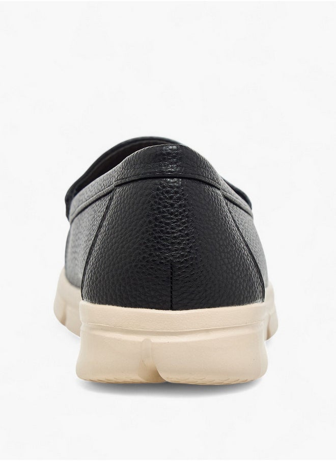 Flora Bella By Shoexpress Women's Textured Slip-On Loafers with Braid Detail  - Image 5