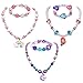 GC 3 Sets Girl Princess Necklace Bracelet with Colorful Unicorn Mermaid Rainbow Pendant Kids Stretchy Chunky Costume Jewelry Gift Party Favors Dress up Jewelry for Little Girl Toddlerwith Gift Box A - Image 3
