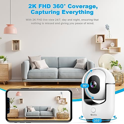 Cloarks 2K Pan/Tilt Security Camera, WiFi Indoor Cameras for Home Security with AI Motion Detection, Pet/Dog/Baby Camera with Phone App, 2-Way Audio, 24/7, Siren, TF/Cloud Storage - Image 4