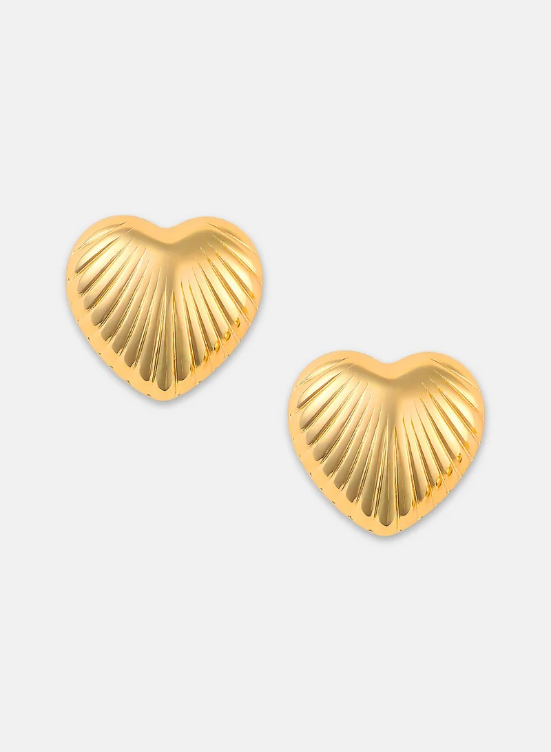سوهي Women's The Ribbed-Coeur Stud Earrings