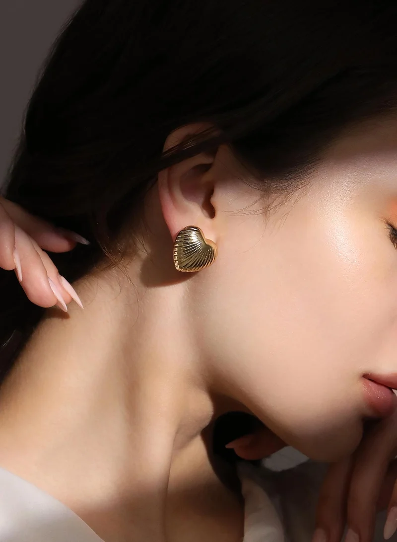 سوهي Women's The Ribbed-Coeur Stud Earrings