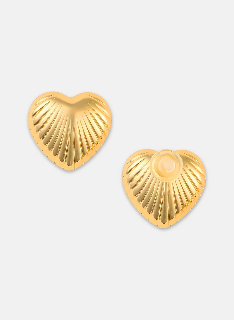 سوهي Women's The Ribbed-Coeur Stud Earrings