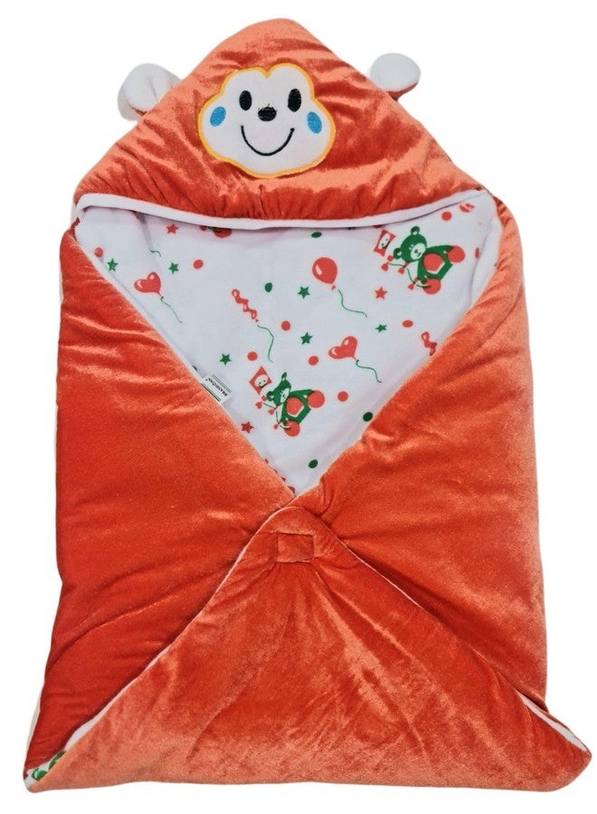 First Kick بطانيات فيرست كيك للأطفال حديثي الولادة، عبوة من أغطية الأطفال فائقة النعومة، مصنوعة من المخمل المتين، تُستخدم ككيس نوم للأطفال الرضع من الجنسين (66 سم × 66 سم، من 0 إلى 6 أشهر)، لون برتقالي - Image 1