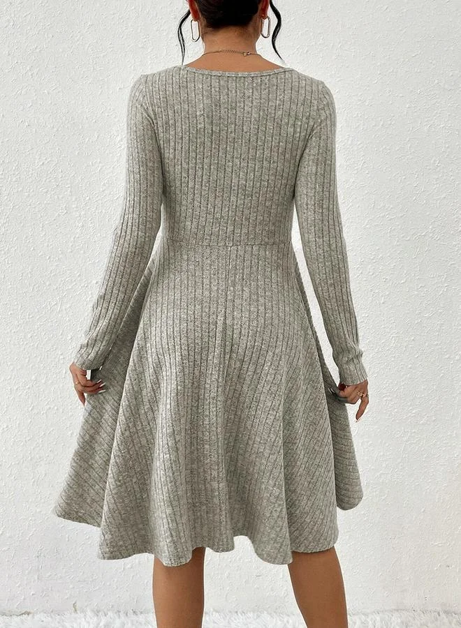 Take Two Women Ribbed Knit A-Line Knee-Length Dress