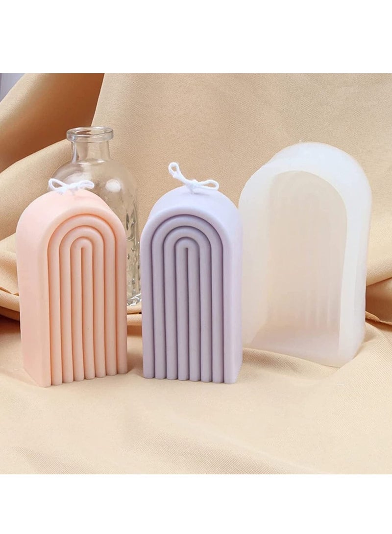 Excefore Candle Silicone Mold, Mold Geometric for Soap Tray, Handmade Candle, Lotion Bar, Bath Bomb, Cake, Home Decoration(4 Ring Long, Single-Sided) - Image 1