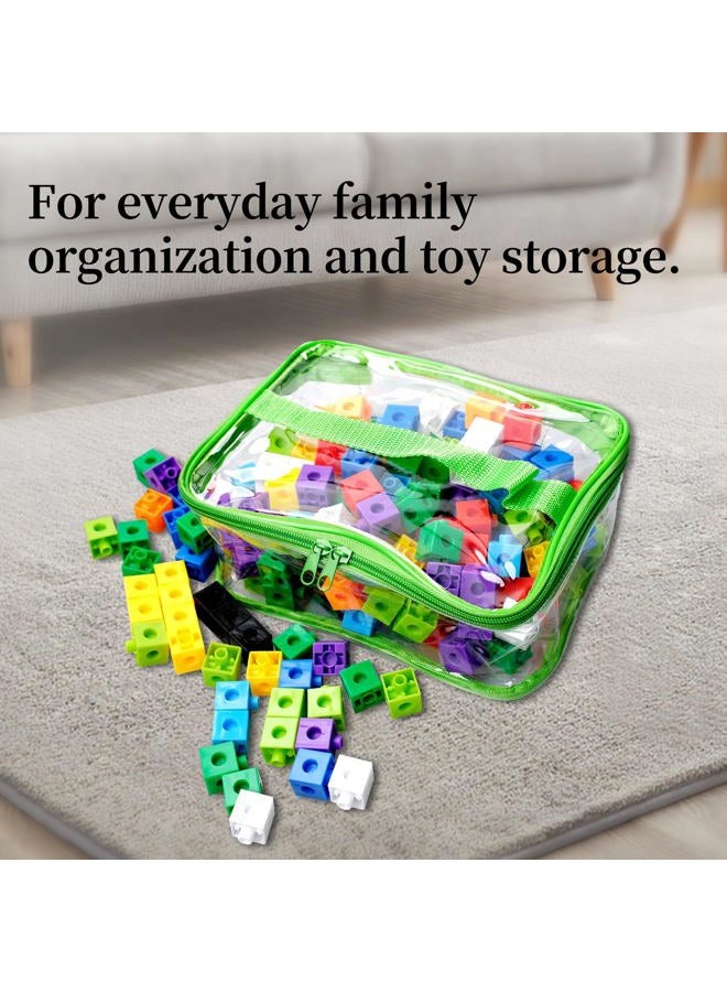 SENONAPO 12 Packs Toy Storage Bags with Zipper PVC Waterproof Toy Bags Plastic Storage Organizer Clear Organizing Bags for Board Games Building Blocks Puzzles Small Toys Kids Books Classroom(Multicolor) - Image 4