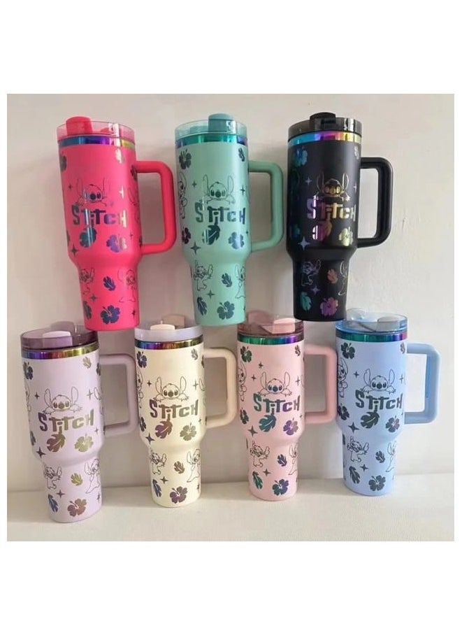 Stanley - Downy stitch 40 oz Tumbler with Handle Insulated Stainless Steel Travel Coffee Mug with Straw & Medium Water Bottle Cup for Hot & Cold Beverages - Image 1