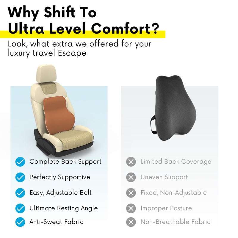 RIPOSEV Rover Back Support Pillow for Office Chair Back Support Pillow for Car, Computer, Gaming Chair, Memory Foam Back Cushion for Pain Relief Improve Posture, Adjustable Straps. (Tan) - Image 2