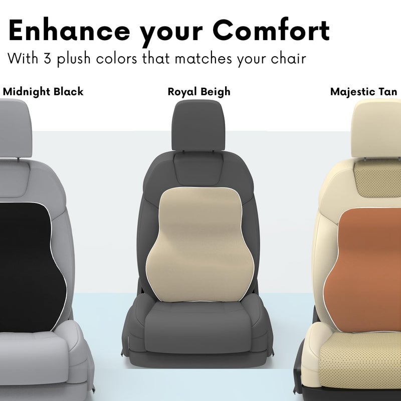 RIPOSEV Rover Back Support Pillow for Office Chair Back Support Pillow for Car, Computer, Gaming Chair, Memory Foam Back Cushion for Pain Relief Improve Posture, Adjustable Straps. (Tan) - Image 5
