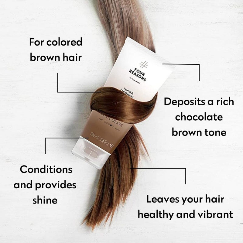 Four Reasons Color Mask - Chocolate - (27 Colors) Toning Treatment, Color Depositing Conditioner, Tone & Enhance Color-Treated Hair - Semi Permanent Hair Dye, Vegan and Cruelty-Free, 6.76 fl oz - Image 4