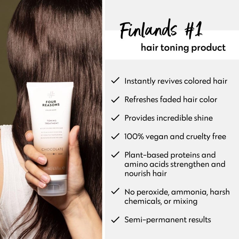 Four Reasons Color Mask - Chocolate - (27 Colors) Toning Treatment, Color Depositing Conditioner, Tone & Enhance Color-Treated Hair - Semi Permanent Hair Dye, Vegan and Cruelty-Free, 6.76 fl oz - Image 5