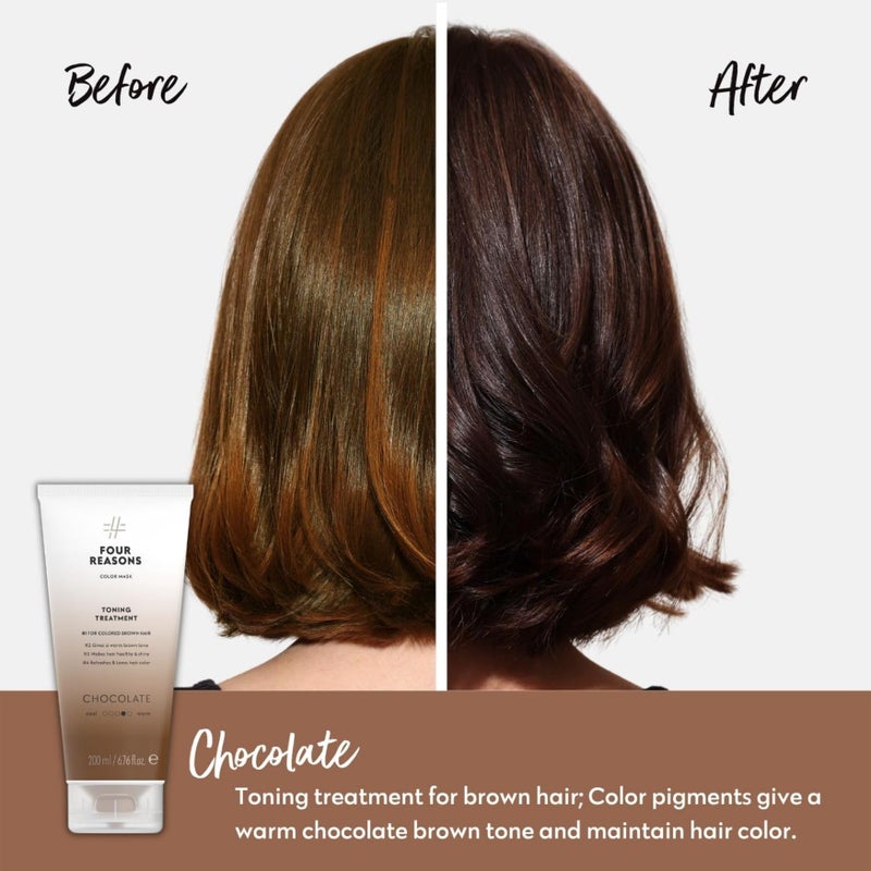 Four Reasons Color Mask - Chocolate - (27 Colors) Toning Treatment, Color Depositing Conditioner, Tone & Enhance Color-Treated Hair - Semi Permanent Hair Dye, Vegan and Cruelty-Free, 6.76 fl oz - Image 2