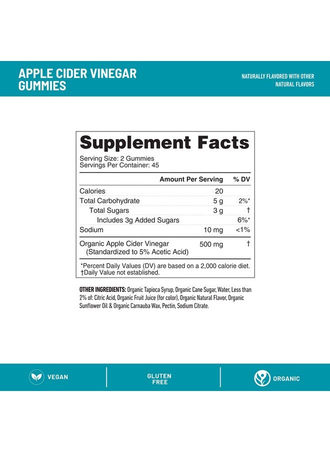 SlimFast - SlimFast Apple Cider Vinegar Gummies, Dietary Supplement with 500mg Organic Apple Cider Vinegar per Serving, Crisp Apple Flavor, 45 Servings (Packaging May Vary) - Image 1