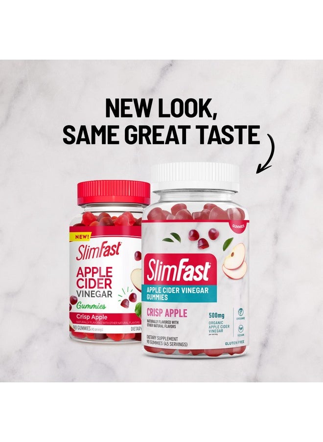 SlimFast - SlimFast Apple Cider Vinegar Gummies, Dietary Supplement with 500mg Organic Apple Cider Vinegar per Serving, Crisp Apple Flavor, 45 Servings (Packaging May Vary) - Image 1