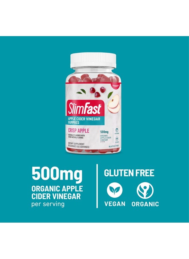 SlimFast - SlimFast Apple Cider Vinegar Gummies, Dietary Supplement with 500mg Organic Apple Cider Vinegar per Serving, Crisp Apple Flavor, 45 Servings (Packaging May Vary) - Image 1
