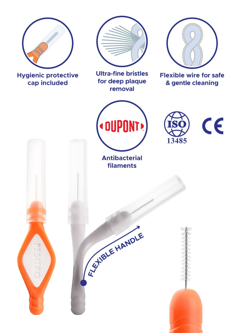 PESITRO FLEXI Interdental Brush Size 1 (0.7 mm) | Extra-Narrow Gap Plaque Removal - Image 2