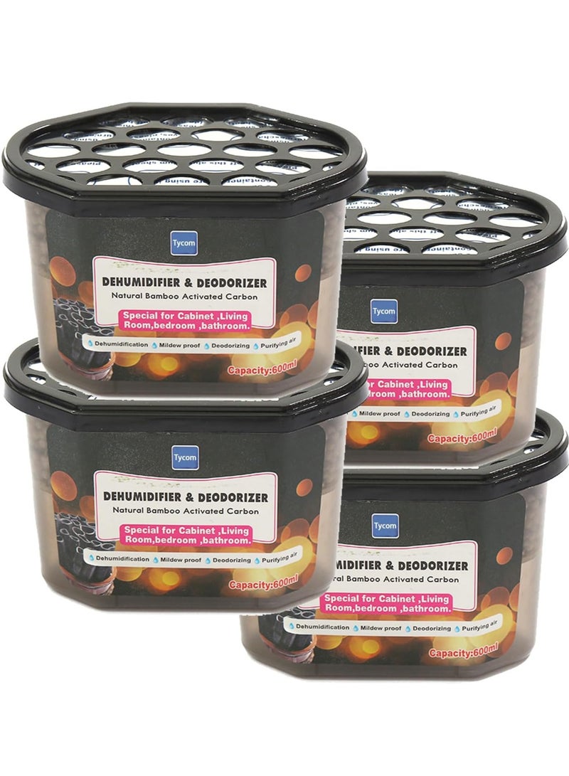 TYCOM Moisture Absorber Boxes Set 4Pack Fragrance Free Dehumidifier for Closet Kitchen Study and Bathroom 600ml Each Humidity Absorber 4 Pack. - Image 1