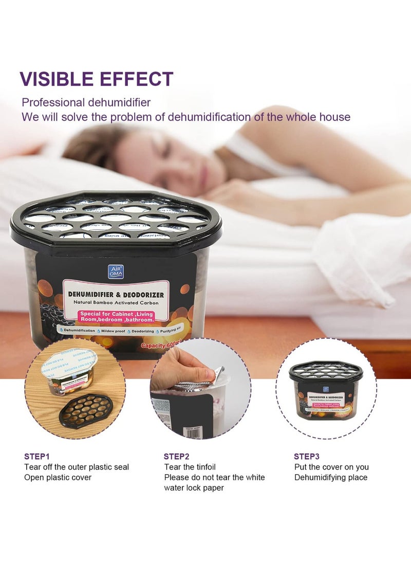 TYCOM Moisture Absorber Boxes Set 4Pack Fragrance Free Dehumidifier for Closet Kitchen Study and Bathroom 600ml Each Humidity Absorber 4 Pack. - Image 4