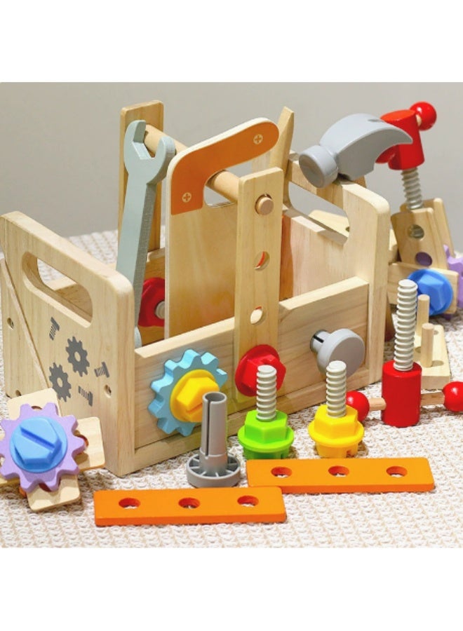 Arabest Wooden Tool Set for Kids, Montessori Wooden Tool Box with Saws, Screws, Hammers, Creative Construction Toys, Educational Gifts for Boys and Girls - Image 1
