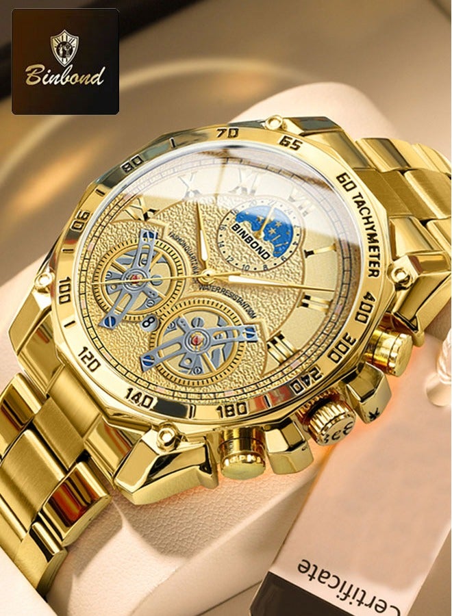 بينبوند BINBOND العلامة التجارية الفاخرة رجال الأعمال كوارتز ووتش أزياء تصميم الفولاذ المقاوم للصدأ للماء - Image 1