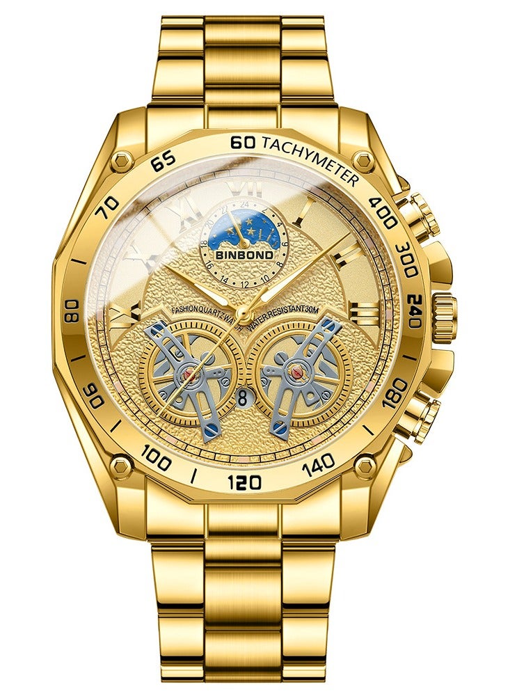 بينبوند BINBOND العلامة التجارية الفاخرة رجال الأعمال كوارتز ووتش أزياء تصميم الفولاذ المقاوم للصدأ للماء - Image 3