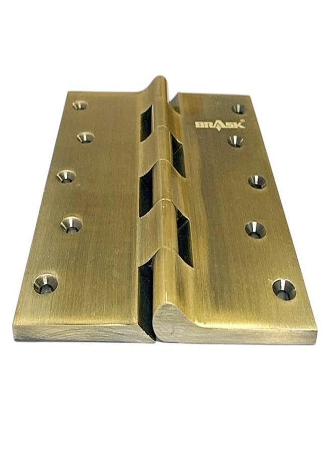 BRASK Brass Railway Hinges 6" x 2" x 3/16 (6 Inches x 4.5 Inches x 5 mm) Heavy Duty Brass Door Hinges | Soft Close - Welded Heads | Extra Heavy and Wide Main Door Hinges (1, Antique Brass) - Image 3