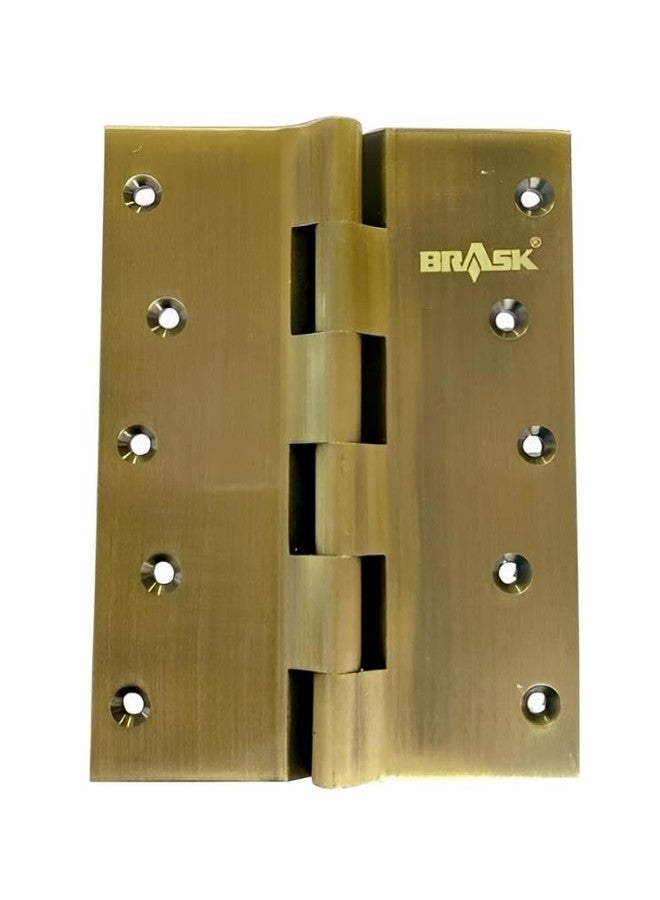 BRASK Brass Railway Hinges 6" x 2" x 3/16 (6 Inches x 4.5 Inches x 5 mm) Heavy Duty Brass Door Hinges | Soft Close - Welded Heads | Extra Heavy and Wide Main Door Hinges (1, Antique Brass) - Image 1