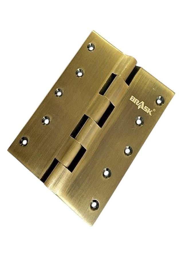 BRASK Brass Railway Hinges 6" x 2" x 3/16 (6 Inches x 4.5 Inches x 5 mm) Heavy Duty Brass Door Hinges | Soft Close - Welded Heads | Extra Heavy and Wide Main Door Hinges (1, Antique Brass) - Image 4